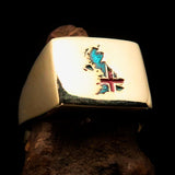 Excellent crafted Men's Union Jack Flag Ring Great Britain UK - Solid Brass - BikeRing4u