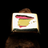 Excellent crafted Men's Spanish National Flag Ring Spain - Solid Brass - BikeRing4u