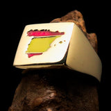 Excellent crafted Men's Spanish National Flag Ring Spain - Solid Brass - BikeRing4u