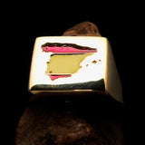 Excellent crafted Men's Spanish National Flag Ring Spain - Solid Brass - BikeRing4u