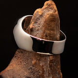 Excellent crafted Men's Heptagon Ring seven sided Polygon - two tone Sterling Silver - BikeRing4u