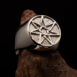 Excellent crafted Men's Heptagon Ring seven sided Polygon - two tone Sterling Silver - BikeRing4u