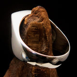 Perfectly crafted Men's Shield Ring Black 3 Lions Coat of Arms - Sterling Silver - BikeRing4u