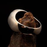 Men's Ring Cannabis Leaf Marihuana Medical Weed Symbol - two tone Sterling Silver - BikeRing4u