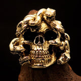 Excellent crafted Men's Medusa Snake Skull Ring - Antiqued Brass - BikeRing4u