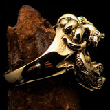 Excellent crafted Men's Medusa Snake Skull Ring - Antiqued Brass - BikeRing4u