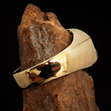 Nicely crafted Men's Hebrew Pinky Ring Green Star of David - Solid Brass - BikeRing4u