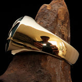 Nicely crafted Men's Hebrew Pinky Ring Green Star of David - Solid Brass - BikeRing4u