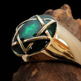 Nicely crafted Men's Hebrew Pinky Ring Green Star of David - Solid Brass - BikeRing4u