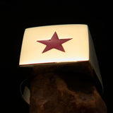 Excellent crafted Men's Communist Brass Ring Red Star Pentagram - BikeRing4u