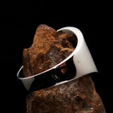 Excellent crafted Men's big black Egyptian Ankh Cross Ring - Sterling Silver - BikeRing4u