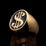 Excellent crafted Men's Currency Ring US Dollar Symbol Black - Solid Brass - BikeRing4u