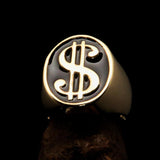 Excellent crafted Men's Currency Ring US Dollar Symbol Black - Solid Brass - BikeRing4u