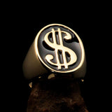Excellent crafted Men's Currency Ring US Dollar Symbol Black - Solid Brass - BikeRing4u