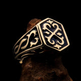 Excellent crafted Men's Celtic Crest Ring Black Enamel - Brass - BikeRing4u