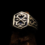 Excellent crafted Men's Celtic Crest Ring Black Enamel - Brass - BikeRing4u