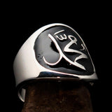 Excellent crafted Men's black Muhammad Muslim Ring - Sterling Silver - BikeRing4u