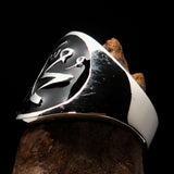 Excellent crafted Men's black Muhammad Muslim Ring - Sterling Silver - BikeRing4u