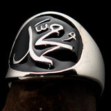 Excellent crafted Men's black Muhammad Muslim Ring - Sterling Silver - BikeRing4u