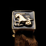 Brass Men's Zodiac Ring Capricorn in Black - BikeRing4u