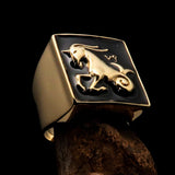 Brass Men's Zodiac Ring Capricorn in Black - BikeRing4u