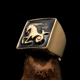 Brass Men's Zodiac Ring Capricorn in Black - BikeRing4u