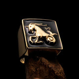 Brass Men's Zodiac Ring Capricorn in Black - BikeRing4u