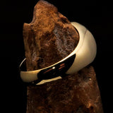 Perfectly domed Men's Solid Line Pentagram Ring Green - Brass - BikeRing4u