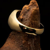 Perfectly domed Men's Solid Line Pentagram Ring Green - Brass - BikeRing4u