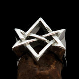 Excellent crafted Men's Aquarian Star Ring - Sterling Silver - BikeRing4u