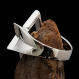 Excellent crafted Men's Aquarian Star Ring - Sterling Silver - BikeRing4u