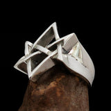 Excellent crafted Men's Aquarian Star Ring - Sterling Silver - BikeRing4u