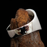 Excellent crafted Men's black Greek Letter PI Ring - Sterling Silver - BikeRing4u