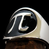 Excellent crafted Men's black Greek Letter PI Ring - Sterling Silver - BikeRing4u