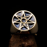 Excellent crafted Men's Heptagon Ring blue seven sided Polygon - Solid Brass - BikeRing4u