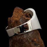 Excellent crafted ancient Men's black Labrys double Axe Ring - Sterling Silver - BikeRing4u