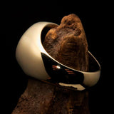 Excellent crafted Men's Heptagon Ring blue seven sided Polygon - Solid Brass - BikeRing4u