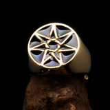 Excellent crafted Men's Heptagon Ring blue seven sided Polygon - Solid Brass - BikeRing4u