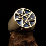 Excellent crafted Men's Heptagon Ring blue seven sided Polygon - Solid Brass - BikeRing4u