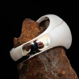 Sterling Silver Men's Ring Marihuana Cannabis Leaf in Green - BikeRing4u