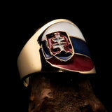 Perfectly crafted Men's National Flag Ring Slovakia - solid Brass - BikeRing4u