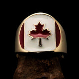 Perfectly crafted Men's National Flag Ring Canada - solid Brass - BikeRing4u