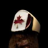 Perfectly crafted Men's National Flag Ring Canada - solid Brass - BikeRing4u