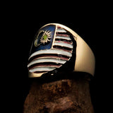 Perfectly crafted Men's National Flag Ring Malaysia - solid Brass - BikeRing4u