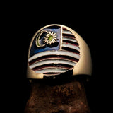 Perfectly crafted Men's National Flag Ring Malaysia - solid Brass - BikeRing4u