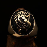 Excellent crafted Men's Aquarius Ring antiqued Zodiac - Solid Brass - BikeRing4u