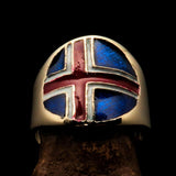 Perfectly crafted Men's National Flag Ring Iceland - solid Brass - BikeRing4u