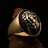 Excellent crafted Men's Aquarius Ring antiqued Zodiac - Solid Brass - BikeRing4u