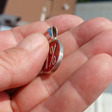 Outlaw Silver Pendant, 1 Percenter Pendant, Sterling Silver Amulet, Red 1% Pendant, Outlaw Necklace