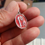 Outlaw Silver Pendant, 1 Percenter Pendant, Sterling Silver Amulet, Red 1% Pendant, Outlaw Necklace